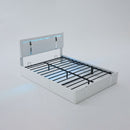 Upholstered Platform Bed Frame With Adjustable LED Headboard, USB C-Charging, Hydraulic Lift by Unique Piece Furniture