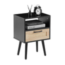 15.75" Rattan End Table With Drawer And Solid Wood Legs, Modern Nightstand, Side Table For Living Room, Bedroom by Unique Piece Furniture