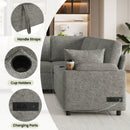 U-Shaped Sectional Sleeper Sofa With Ample Storage Space, 2 Cup Holders And Charging Ports For Living Room by Unique Piece Furniture