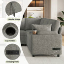 U-Shaped Sectional Sleeper Sofa With Ample Storage Space, 2 Cup Holders And Charging Ports For Living Room by Unique Piece Furniture
