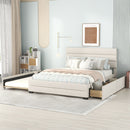 Queen Platform Bed With Twin Trundle And 2 Storage Drawers - Beige by HouseOfZazla