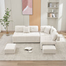 91.73" L-shaped Sofa Sectional Sofa Couch with 2 Stools and 2 Lumbar Pillows for Living Room, Biege