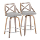 Charlotte - Farmhouse Fixed Height Counter Stool & Swivel With Round Footrest (Set of 2) by HouseOfZazla