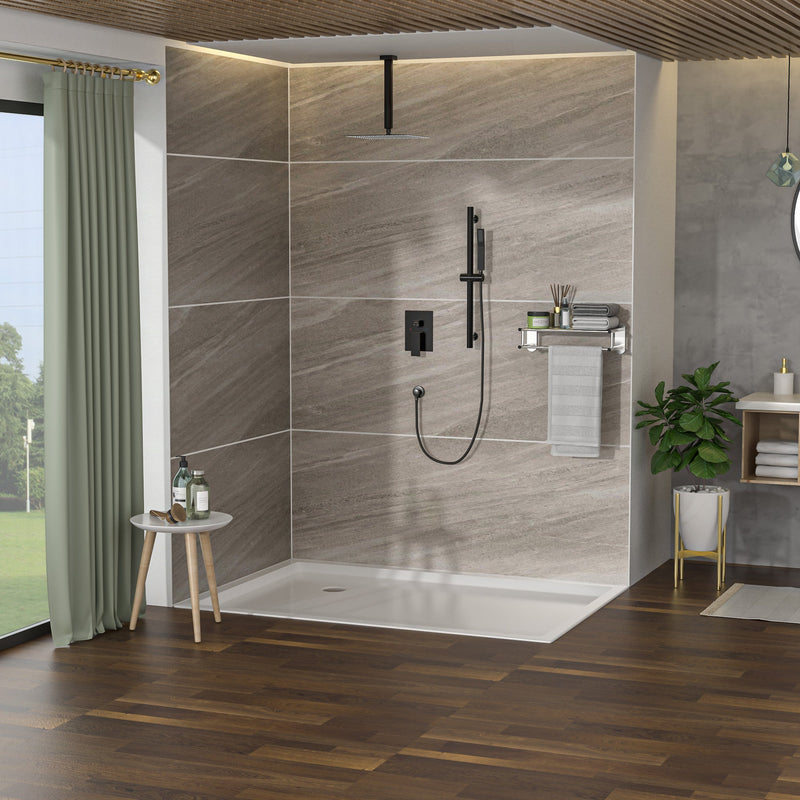 16" Rain Shower Head Systems, with 26.18 inch Adjustable Angle Slide Bar, Oil Rubber Bronze, Ceiling Mounted shower