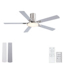 Flush Mount Ceiling Fans With LED Light And Remote Control, 5 Blades by HouseOfZazla