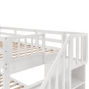 Stairway Bunk Bed With Storage And Guard Rail For Bedroom by HouseOfZazla