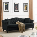 79" Chesterfield Sofa Black Velvet for Living Room, 3 Seater Sofa Tufted Couch with Rolled Arms and Nailhead for Living Room, Bedroom, Office, Apartment, 3S+3S