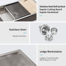 32" Undermount Kitchen Sink Brushed Nickel 16 Gauge Stainless Steel Single Bowl With Ledge Workstation, 32 X 19 X 9 Inch by HouseOfZazla