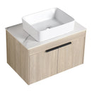 30" Modern Design Float Bathroom Vanity With Ceramic Basin Set, Wall Mounted White Oak Vanity With Soft Close Door, KD-PackingD-Packing Pieces