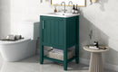 20" Bathroom Vanity with Sink, Bathroom Cabinet with Soft Closing Door, Storage Rack and Open Shelf, Green