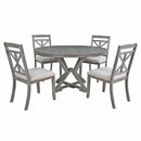 Dining Set With Extendable Round Table And 4 Upholstered Chairs