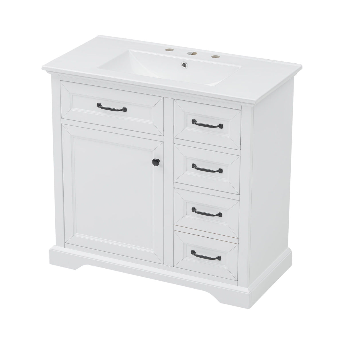 36" Bathroom Vanity With Sink, 2 Tip-Out Drawers, Soft Close Hinges, photo 26 of 40