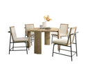 Bowen - Round Dining Table With Cream Color Upholstered Chairs (Set of 5) - Oak Finish by Unique Piece Furniture