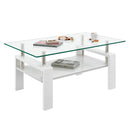 Modern Rectangular Coffee Table With Tempered Transparent Glass Top And Storage Shelf by HouseOfZazla