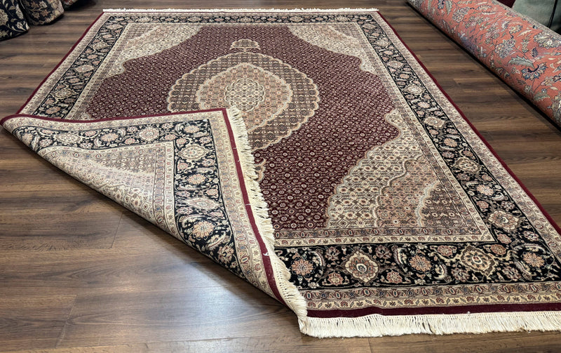 Sino Persian Rug 8x10, Herati, Elegant Oriental Carpet, Dark Maroon