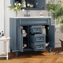 36" Bathroom Vanity With Ceramic Sink and Soft-Close Doors - Blue by HouseOfZazla