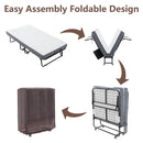 Foldable Metal Frame Bed For Guest With Memory Foam Mattress On Wheels, Saving Space Rollaway Bed by Unique Piece Furniture