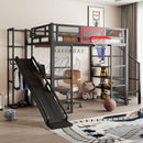 Loft Bed With Built In Desk, Open Wardrobe, Basketball Hoop, Slide And Staircase by Unique Piece Furniture
