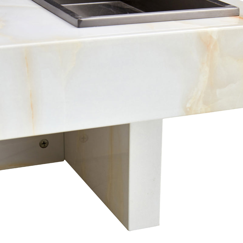 A modern and practical coffee table with imitation marble patterns, made of MDF material. The fusion of elegance and natural fashion 31.4"x 31.4"x 12 "