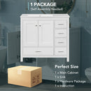 Bathroom Vanity With Ceramic Sink Combo, Abundant Storage Cabinet 2 Soft Close Doors And 5 Drawers by HouseOfZazla