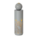 34.25'H Light Gray Metal Cutout Outdoor Water Fountain with LED Lights by HouseOfZazla