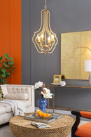 4 Light Chandelier, Hanging Light Fixture With Adjustable Chain For Kitchen, Bulb Not Included - Gold by HouseOfZazla