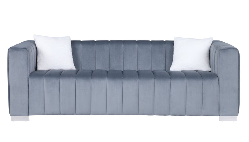 A modern channel sofa take on a traditional Chesterfield,Grey color,3 seater
