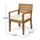 Outdoor 6-Seater Acacia Wood Expandable Dining Set with Cushions