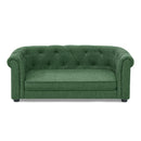 Contemporary Pet Sofa with Arc-Shaped Backrest and Armrests, Breathable Linen, Soft Cushion, Green, 38'x22'x15'