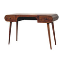 Solid Wood London Arch Writing Desk, 2-Drawers, Chestnut