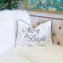Merry & Bright Christmas Throw Pillow – 14x20 Velvet Lumbar Cushion