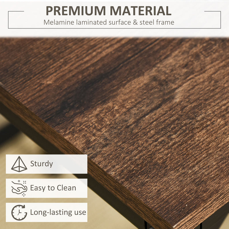 5-Piece Industrial Dining Table Set, Bar Table & 4 Stools Set, Space Saving for Pub & Kitchen, Black/Brown