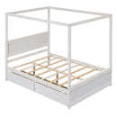 Canopy Platform Bed With Drawers, Support Slats, No Box Spring Needed by HouseOfZazla