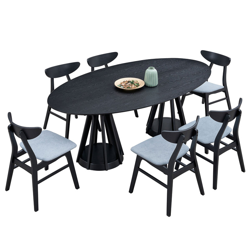 Modern Dining Table Set of 7: 1 Table + 6 Chairs, photo 2 of 9
