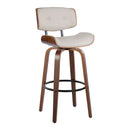 Lombardi - Mid-Century Modern Fixed Height Barstool With Swivel With Round Footrest (Set of 2) by HouseOfZazla