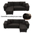 Modern L-Shape 3 Seat Reversible Sectional Couch, Pull Out Sleeper Sofa With Storage Chaise And 2 Stools For Living Room Furniture Set by Unique Piece Furniture