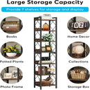 Extra Tall 7 Tier Narrow Corner Bookshelf Storage Display Rack For Living Room - Rustic Brown
