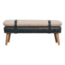 Boucle x Leather Upholstered Bench, Nordic Legs