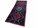 3 X 7 Handmade Wool Tribal Runner Rug Geometric Red Blue Boho Organic Dyes