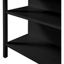 TOPMAX Solid Wood Rustic 45' Stationary Kitchen Island, Rubber Wood Butcher Block Dining Table Prep Table with 2 Open Shelves for Small Places,Walnut+Black