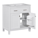 Bathroom Vanity With Ceramic Sink, Modern Single Bathroom Cabinet With 2 Doors And A Shelf, Soft Close Doors by HouseOfZazla