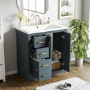 Ceramic Sink Combo, Freestanding Vanity Set With 3 Drawers & Soft Closing Doors by HouseOfZazla