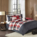 7 Piece Herringbone Comforter Set Red King