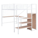 Loft Bed With Desk And Grid, Stylish Frame With Lateral Storage Ladder And Wardrobe by HouseOfZazla
