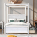 Canopy Platform Bed With Drawers, Support Slats, No Box Spring Needed by HouseOfZazla