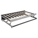 Full Size Upholstered L-Shaped Upholstered Daybed with Twin
Size Pop Up Trundle, Gray