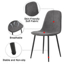 A set of 6 modern medieval style restaurant cushioned side chairs, equipped with soft cushions and black metal legs, suitable for kitchens, lounges, and farmhouses.
