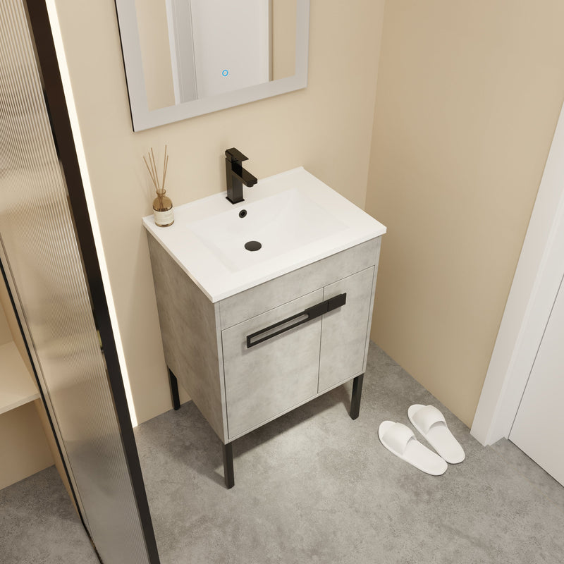 24 Inch Bathroom Vanity, Freestanding Bathroom Vanity or Floating is Optional Conversion-00324CG-1-G-BL9060B(KD-Packing)