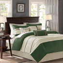 7 PC Faux Suede Comforter Set Green Queen