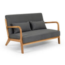 Leisure Chair With Solid Wood Armrest And Feet, Mid-Century Modern Accent Sofa, 2 Seat by HouseOfZazla